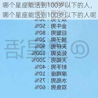 哪个星座能活到100岁以下的人，哪个星座能活到100岁以下的人呢