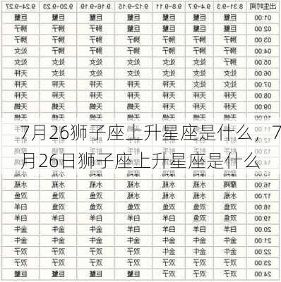 7月26狮子座上升星座是什么，7月26日狮子座上升星座是什么