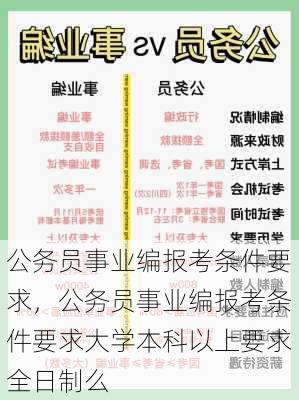 公务员事业编报考条件要求，公务员事业编报考条件要求大学本科以上要求全日制么