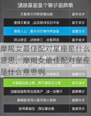 摩羯女最佳配对星座是什么意思，摩羯女最佳配对星座是什么意思啊