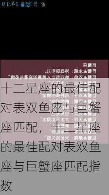 十二星座的最佳配对表双鱼座与巨蟹座匹配，十二星座的最佳配对表双鱼座与巨蟹座匹配指数