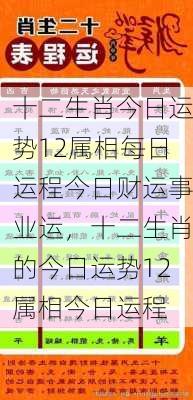 十二生肖今日运势12属相每日运程今日财运事业运，十二生肖的今日运势12属相今日运程