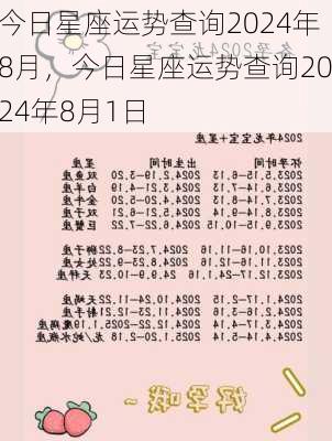 今日星座运势查询2024年8月，今日星座运势查询2024年8月1日