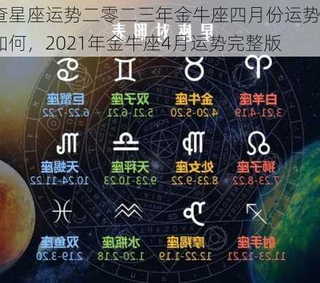 查星座运势二零二三年金牛座四月份运势如何，2021年金牛座4月运势完整版