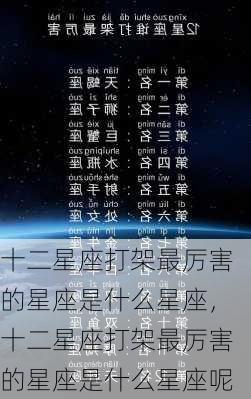 十二星座打架最厉害的星座是什么星座，十二星座打架最厉害的星座是什么星座呢