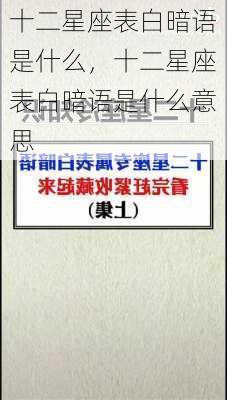 十二星座表白暗语是什么，十二星座表白暗语是什么意思