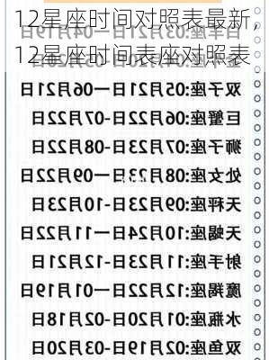 12星座时间对照表最新，12星座时间表座对照表