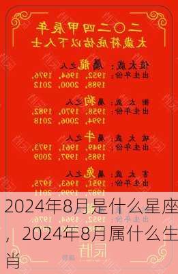 2024年8月是什么星座，2024年8月属什么生肖