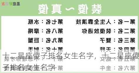 十二星座傻子排名女生名字，十二星座傻子排名女生名字