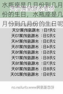 水瓶座是几月份到几月份的生日，水瓶座是几月份到几月份的生日呢