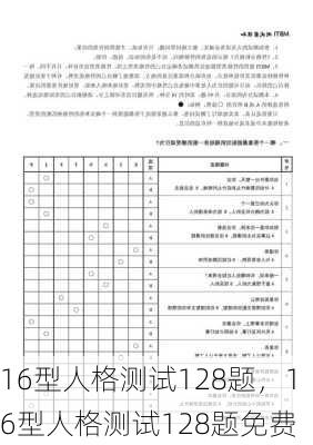 16型人格测试128题，16型人格测试128题免费