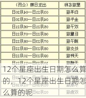 12个星座出生日期怎么算的，12个星座出生日期怎么算的呢