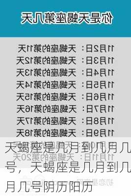 天蝎座是几月到几月几号，天蝎座是几月到几月几号阴历阳历