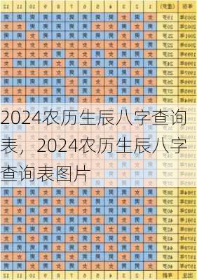 2024农历生辰八字查询表，2024农历生辰八字查询表图片