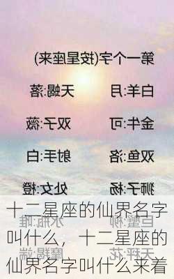 十二星座的仙界名字叫什么，十二星座的仙界名字叫什么来着