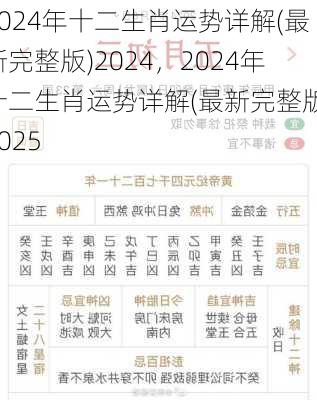 2024年十二生肖运势详解(最新完整版)2024，2024年十二生肖运势详解(最新完整版)2025