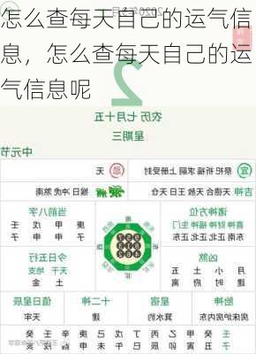 怎么查每天自己的运气信息，怎么查每天自己的运气信息呢