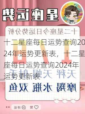 十二星座每日运势查询2024年运势更新表，十二星座每日运势查询2024年运势更新表