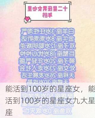 能活到100岁的星座女，能活到100岁的星座女九大星座