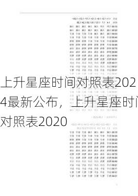 上升星座时间对照表2024最新公布，上升星座时间对照表2020