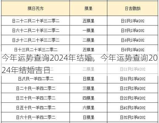 今年运势查询2024年结婚，今年运势查询2024年结婚吉日