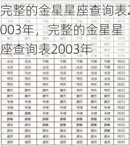 完整的金星星座查询表2003年，完整的金星星座查询表2003年