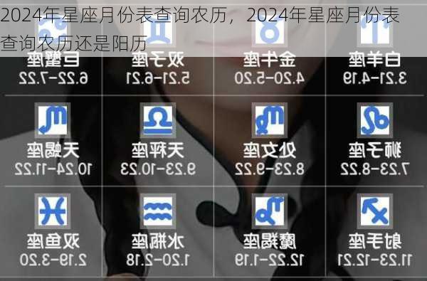 2024年星座月份表查询农历，2024年星座月份表查询农历还是阳历