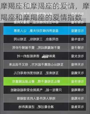 摩羯座和摩羯座的爱情，摩羯座和摩羯座的爱情指数