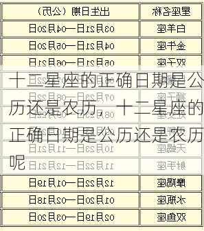 十二星座的正确日期是公历还是农历，十二星座的正确日期是公历还是农历呢