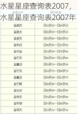 水星星座查询表2007，水星星座查询表2007年