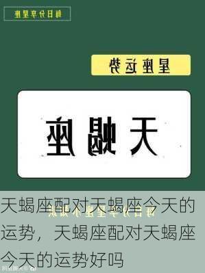 天蝎座配对天蝎座今天的运势，天蝎座配对天蝎座今天的运势好吗