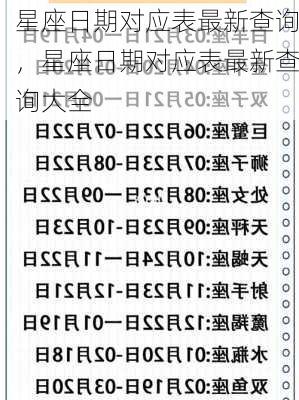 星座日期对应表最新查询，星座日期对应表最新查询大全