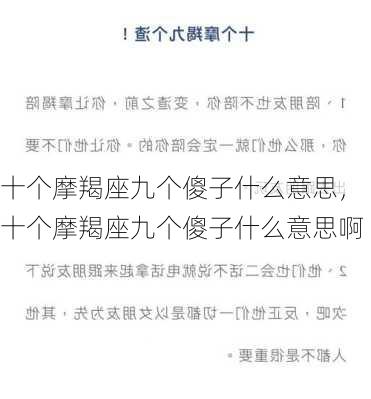 十个摩羯座九个傻子什么意思，十个摩羯座九个傻子什么意思啊