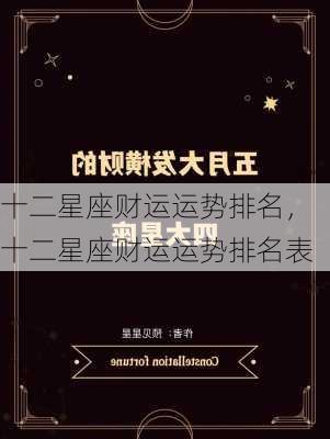 十二星座财运运势排名，十二星座财运运势排名表