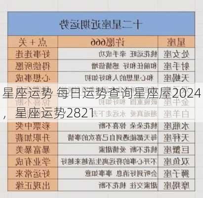 星座运势 每日运势查询星座屋2024，星座运势2821