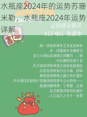 水瓶座2024年的运势苏珊米勒，水瓶座2024年运势详解