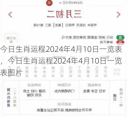 今日生肖运程2024年4月10日一览表，今日生肖运程2024年4月10日一览表图片