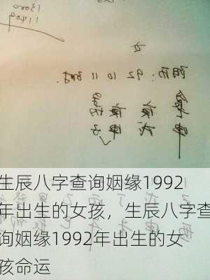 生辰八字查询姻缘1992年出生的女孩，生辰八字查询姻缘1992年出生的女孩命运