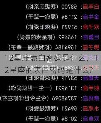 12星座表白密码是什么，12星座的表白密码是什么?