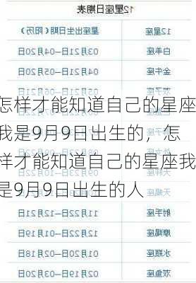 怎样才能知道自己的星座我是9月9日出生的，怎样才能知道自己的星座我是9月9日出生的人