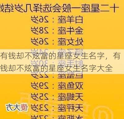 有钱却不炫富的星座女生名字，有钱却不炫富的星座女生名字大全