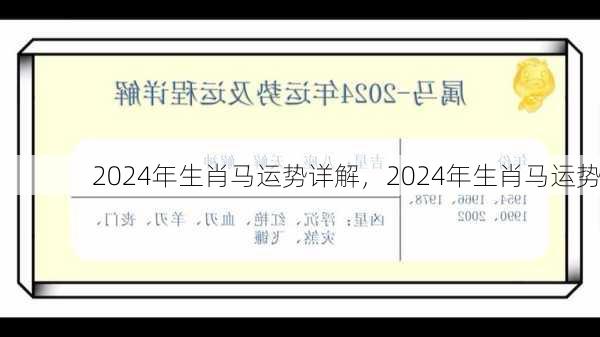 2024年生肖马运势详解，2024年生肖马运势