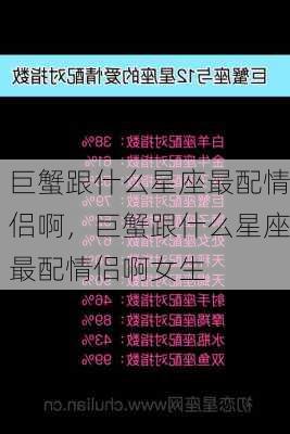 巨蟹跟什么星座最配情侣啊，巨蟹跟什么星座最配情侣啊女生