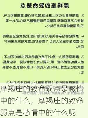 摩羯座的致命弱点是感情中的什么，摩羯座的致命弱点是感情中的什么呢