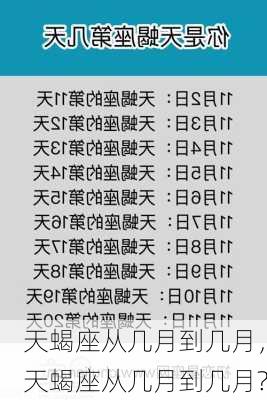 天蝎座从几月到几月，天蝎座从几月到几月?