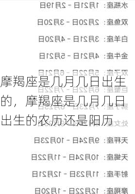 摩羯座是几月几日出生的，摩羯座是几月几日出生的农历还是阳历