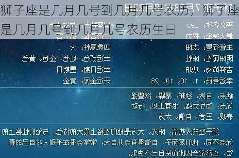 狮子座是几月几号到几月几号农历，狮子座是几月几号到几月几号农历生日