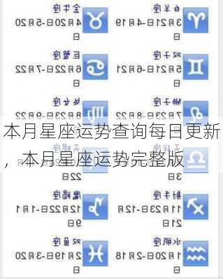 本月星座运势查询每日更新，本月星座运势完整版