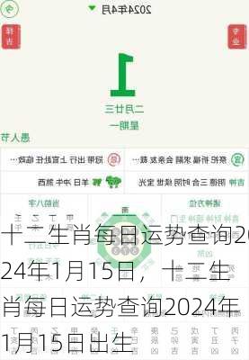 十二生肖每日运势查询2024年1月15日，十二生肖每日运势查询2024年1月15日出生