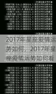 2017年星座爱情运势如何，2017年星座爱情运势如何看